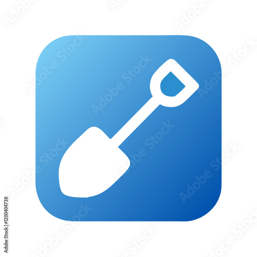 Garden shovel icon design in blue tones for gardening concept