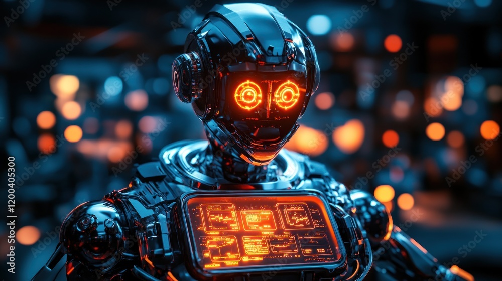 Futuristic Robot in a Cyberpunk Setting Futuristic Robot in a Cyberpunk Setting