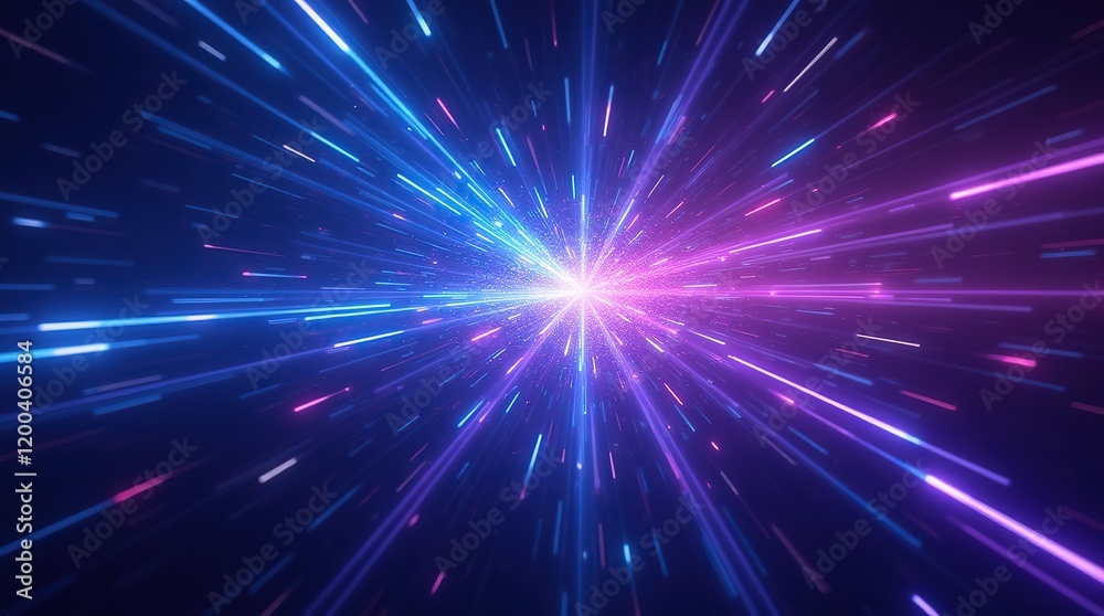Abstract background in blue and purple neon glow colors. Speed in galaxy. Abstract background in blue and purple neon glow colors. Speed in galaxy.