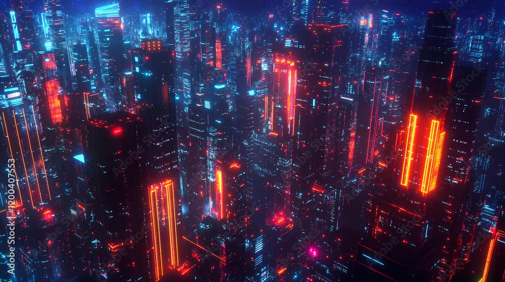 smart city 3d neon cityscape smart city 3d neon cityscape