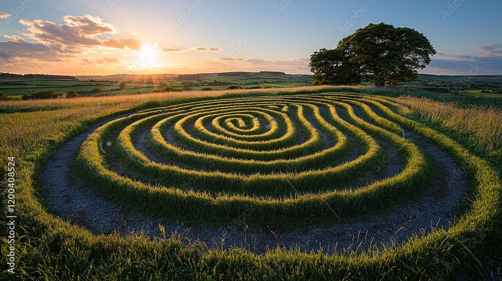 Sunset Spiral Maze in the Countryside Sunset Spiral Maze in the Countryside