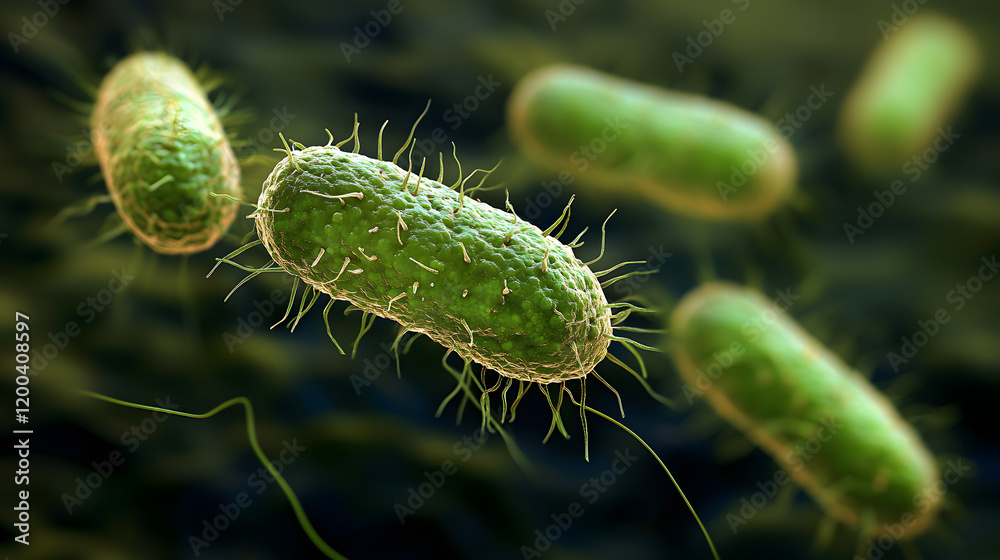 Fototapeta premium Concept of Antibiotic Resistance, with Bacteria Shielded from Antibiotics