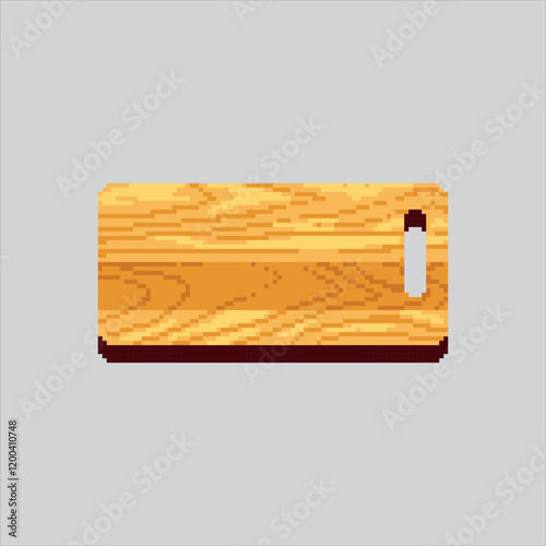 Pixel art illustration Cutting Board. Pixelated Cutting Plate. Kitchen Cutting Board Plate Pad Icon pixelated for the pixel art game and icon for website and video game. old school retro.