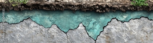 Underground spring water, rocky ground, nature background, geological texture