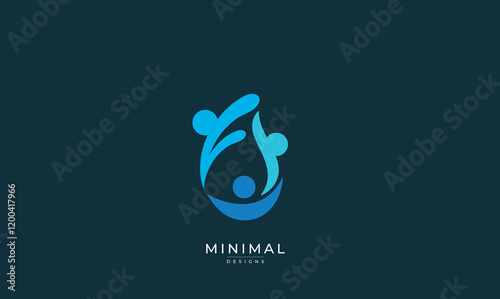 Minimal Water drop logo / yoga logo / waterdrop people 