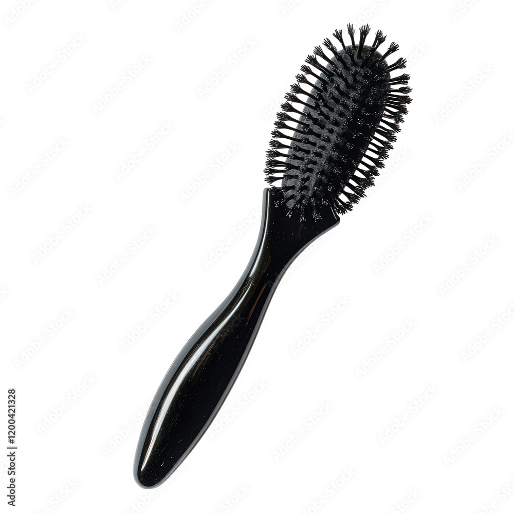 black hairbrush with a rounded handle and bristles designed for detangling and styling hair its sleek design and dark color suggest a modern and practical tool for personal grooming black hairbrush with a rounded handle and bristles designed for detangling and styling hair its sleek design and dark color suggest a modern and practical tool for personal grooming