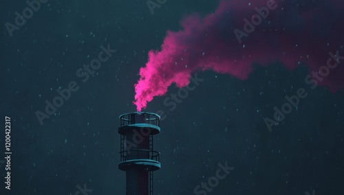 A factory releasing dense black smoke in the backdrop of a beautiful sunset, symbolizing the clash between environmental degradation and natural splendor