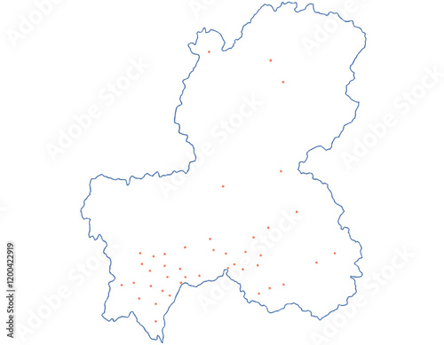 岐阜県　地図　白色　斑点　イラスト