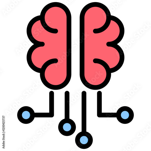 Neural Network Outline Color Icon