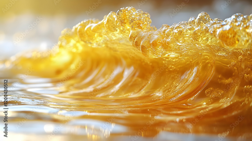 Golden Amber Wave with Bubbles and Sunlight Reflections Golden Amber Wave with Bubbles and Sunlight Reflections
