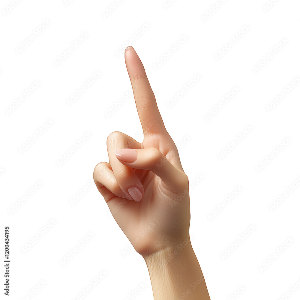 a hand with an outstretched index finger pointing upwards. often used to indicate a number one or to signal attention the background is plain white. emphasizing the gesture this pose can symbolize var a hand with an outstretched index finger pointing upwards. often used to indicate a number one or to signal attention the background is plain white. emphasizing the gesture this pose can symbolize var