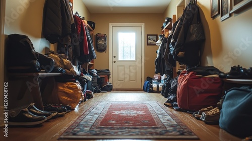 Cluttered Entryway: A Messy Yet Cozy Home Entrance