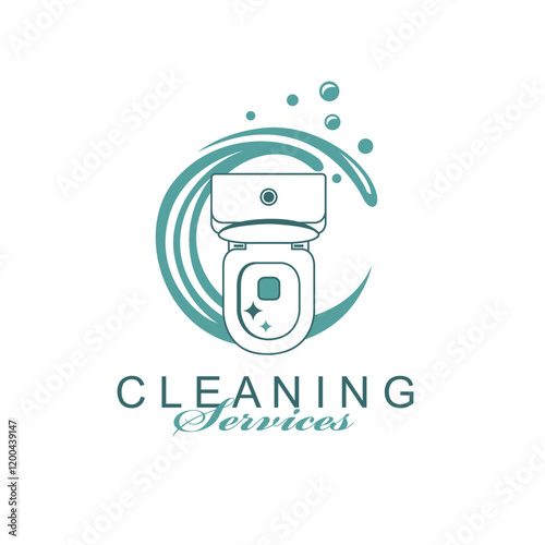 cleaning service design with toilet bowl isolated on white background