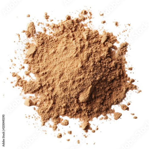 mound of finely ground brown powder. likely a natural ingredient used in cooking. baking. or as a supplement its texture appears soft and slightly clumpy. suggesting it may be a spice. flour. or healt
