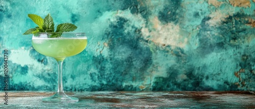 Wallpaper Mural [Yuzu and Mint Spritz] Turquoise Wall Mosaic Mojito Cocktail Decor Torontodigital.ca