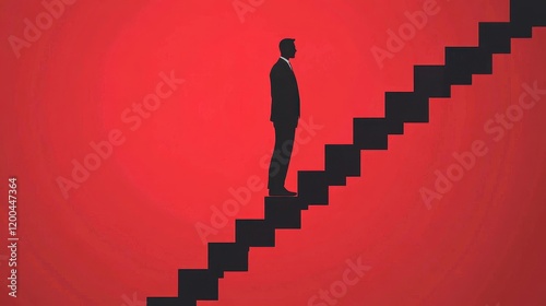 Wallpaper Mural Business leader ascending staircase, success metaphor, flat vector illustration Torontodigital.ca