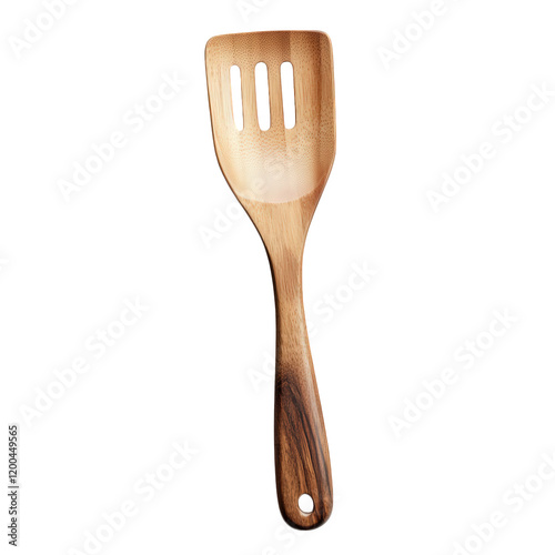 wooden spatula with a slotted design. ideal for flipping and serving food its smooth finish and ergonomic handle make it a practical kitchen tool for various cooking tasks. enhancing both functionalit photo