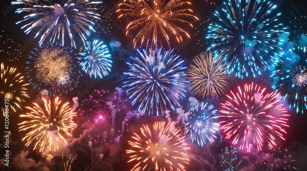 Fototapeta premium A fireworks display with many different colored fireworks