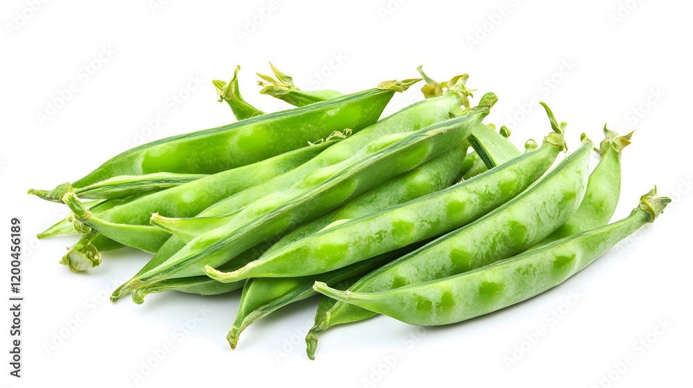 Fresh green peas pile, healthy food, white background, vegetable harvest Fresh green peas pile, healthy food, white background, vegetable harvest