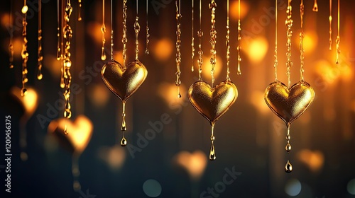 Golden Heart Drips Hanging Decoration Romance