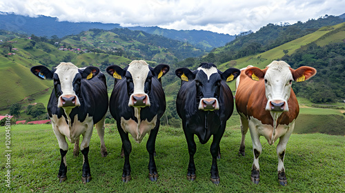 Hillside Cows Realistic Photo photo