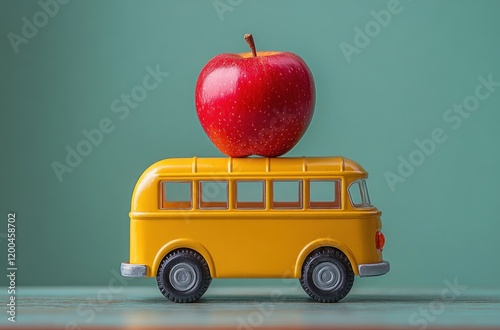 School Bus with Apple Scene for Teacher Appreciation Week Last Day of School First Day of School Celebration