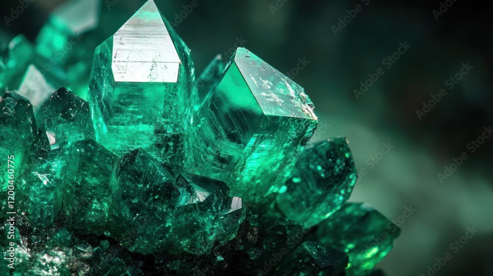 Emerald Gemstone Cluster: A Close-Up of Nature's Green Treasure Emerald Gemstone Cluster: A Close-Up of Nature's Green Treasure