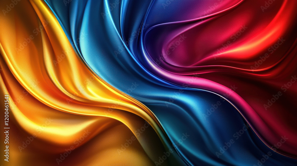 Obraz premium Abstract Background of Vibrant silk fabric in rich colors of red, blue, gold, and purple