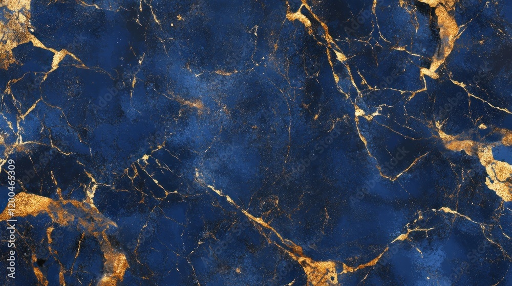Fototapeta premium Blue and gold marble texture background.
