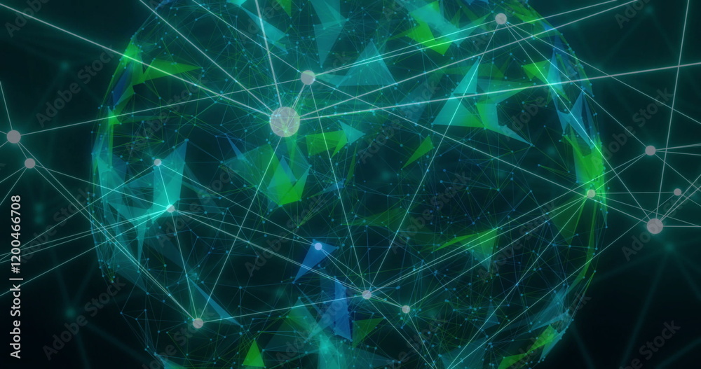 Image of network of connections over globe of shapes Image of network of connections over globe of shapes