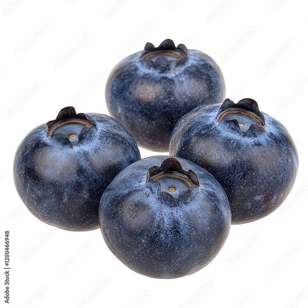 Obraz premium Fresh blueberries on a transparent background showcasing their vibrant color and healthy appeal, Group of fresh blueberries isolated