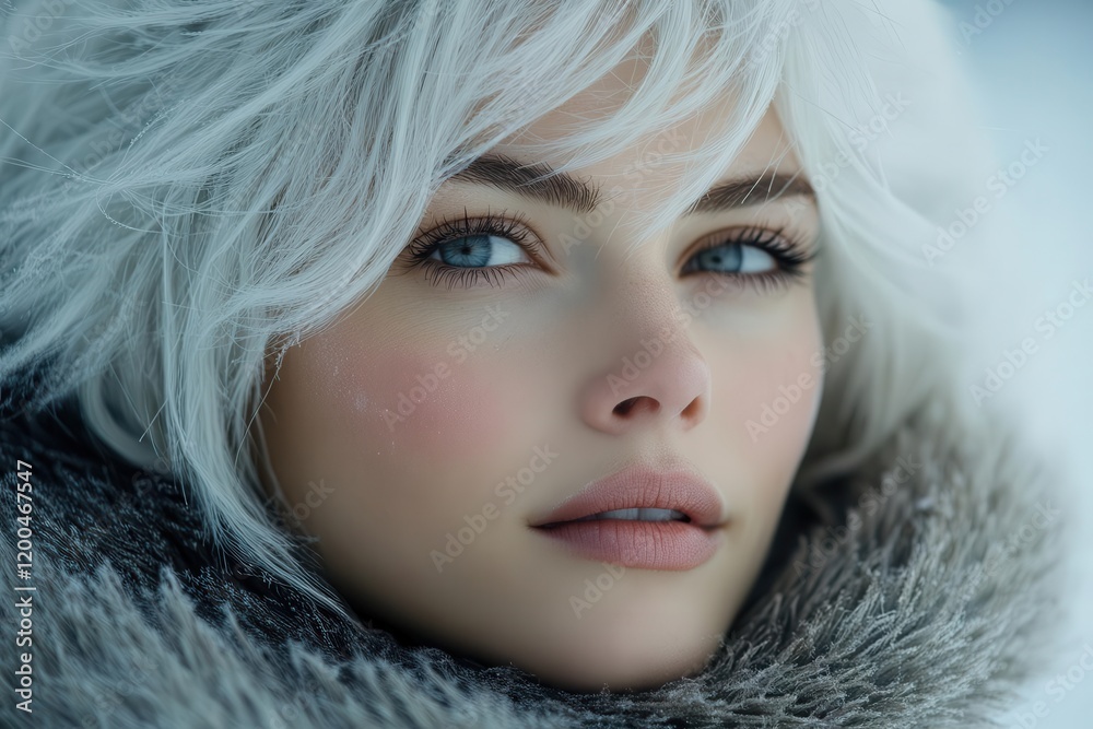 ethereal portrait of nordic woman with frostkissed features platinum hair catching winter light serene expression ethereal portrait of nordic woman with frostkissed features platinum hair catching winter light serene expression