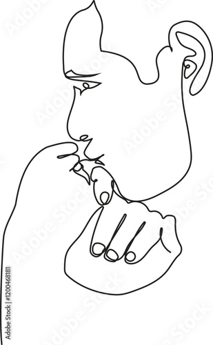 Romantic One Line Drawing | Man Kissing Woman’s Hand with Engagement Ring | Minimalist Love Illustration | Digital Art Download