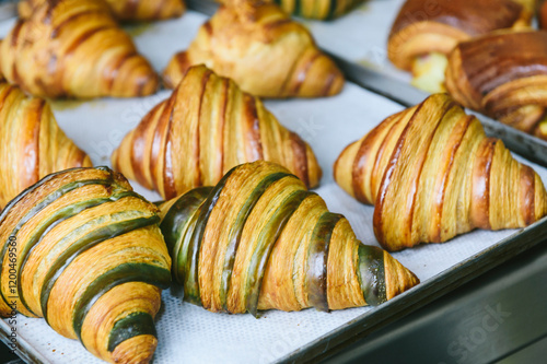 Freshly baked homemade recipe croissants 