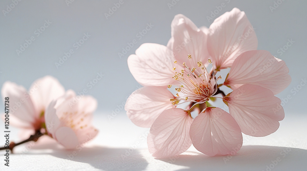 Fototapeta premium Delicate Pink Cherry Blossoms, Springtime Beauty, Floral Macro Photography