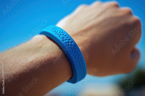 Blue Silicone Wristband with Microchip Technology for Contactless Access and Waterproof Functionality photo