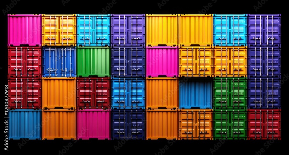 Fototapeta premium Colorful Stack of Shipping Containers.