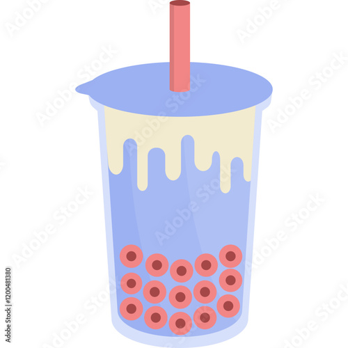 Cute boba drink vector