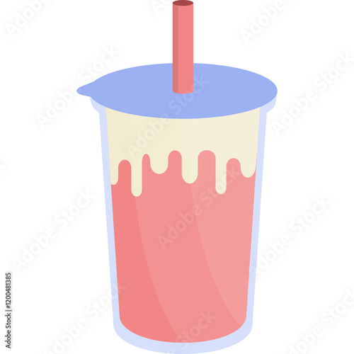 Cute strawberry drink vector