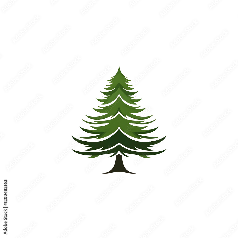 A perfectly symmetrical modern spruce tree logo Tree is a single evergreen color Transparent background A perfectly symmetrical modern spruce tree logo Tree is a single evergreen color Transparent background