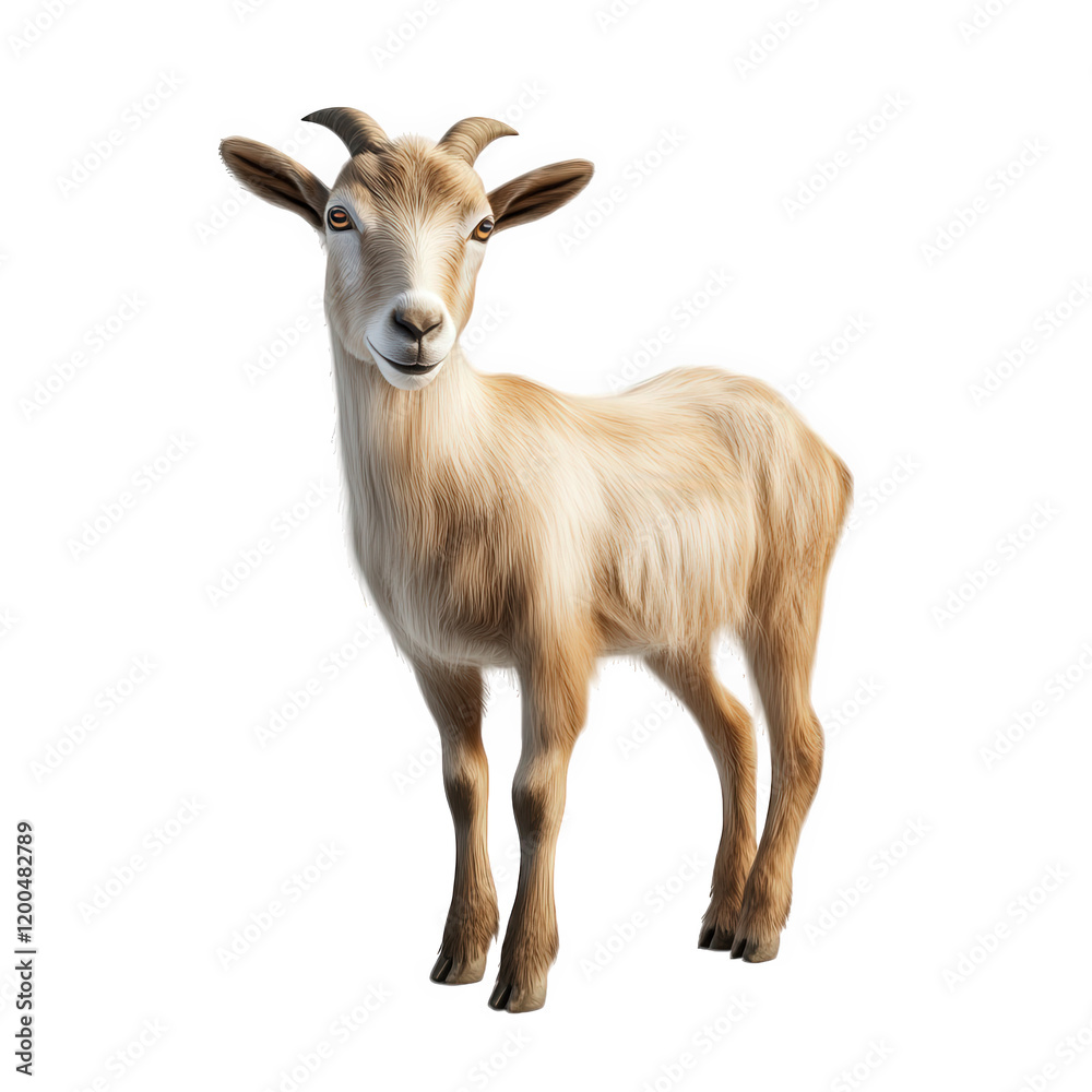 realistic 3d rendering of a goat. showcasing its detailed fur and expressive features against a plain background the design emphasizes the goat's anatomy and character. making it suitable for educatio realistic 3d rendering of a goat. showcasing its detailed fur and expressive features against a plain background the design emphasizes the goat's anatomy and character. making it suitable for educatio