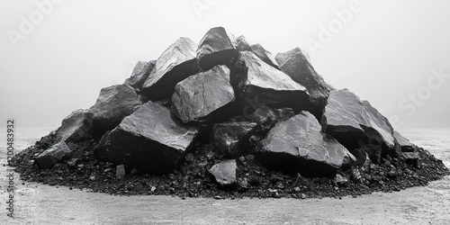 Minimalist Black Gravel Composition High Contrast Monochrome Soft Lighting Texture
