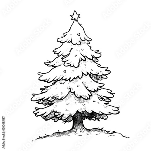 cartoon drawing christmas tree