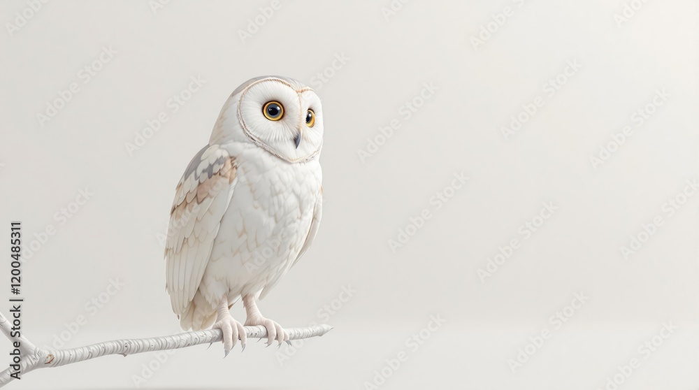 Obraz premium A gentle owl perched on a branch, looking wise and calm, nature, tree