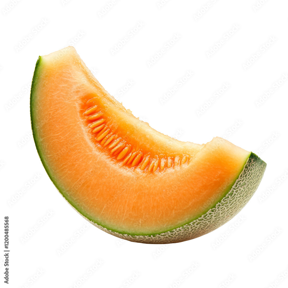 Fresh cantaloupe melon slice isolated on a transparent background showcasing its vibrant color and juicy texture, slice cantaloupe melon isolated on transparent background Fresh cantaloupe melon slice isolated on a transparent background showcasing its vibrant color and juicy texture, slice cantaloupe melon isolated on transparent background