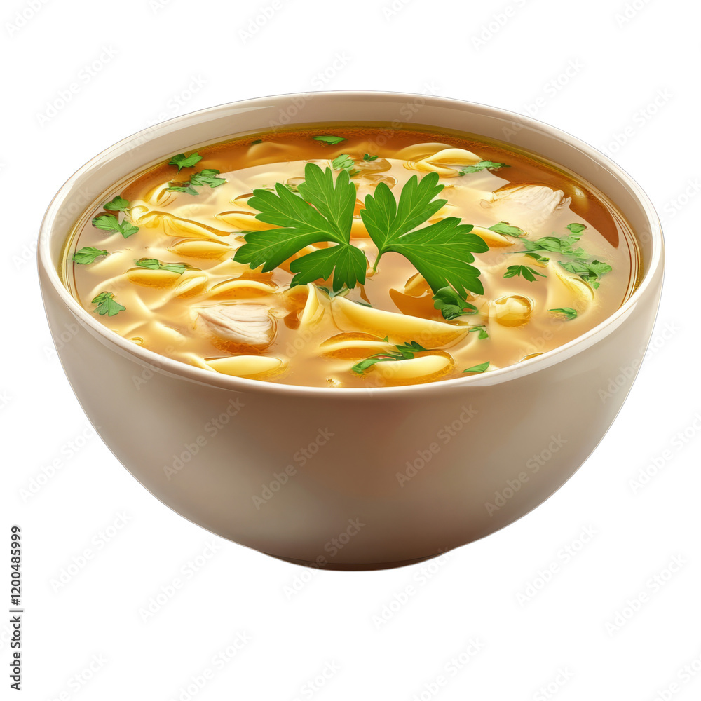 Delicious and Comforting Chicken Noodle Soup with Parsley Garnish in Ceramic Bowl Perfect for Cozy Dinners Delicious and Comforting Chicken Noodle Soup with Parsley Garnish in Ceramic Bowl Perfect for Cozy Dinners
