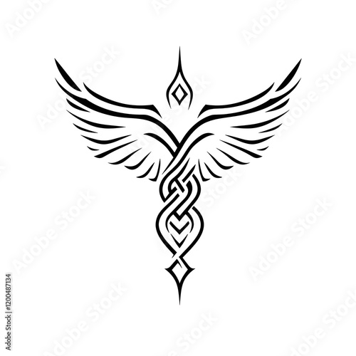 very simple minimalistic line drawn celtic knot wings pointed upward