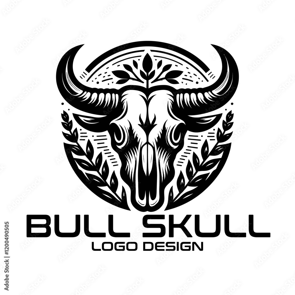 Fototapeta premium Bull Skull Vector Logo Design