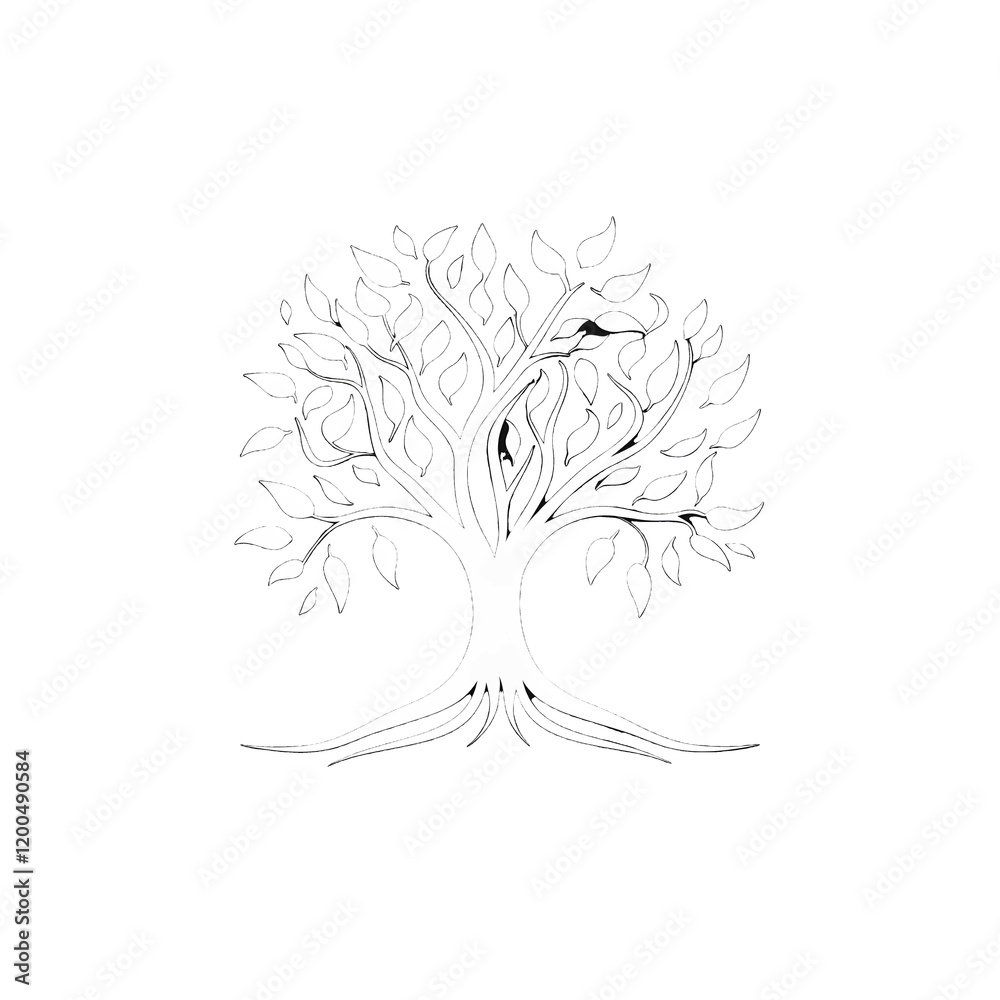 Black and white logo with a tree motif Black and white logo with a tree motif