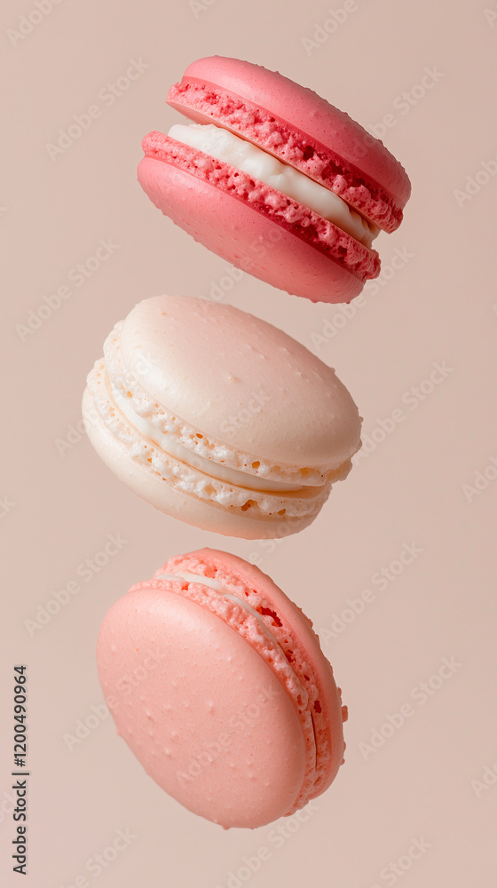 Fototapeta premium Three Macarons in Vertical Stack